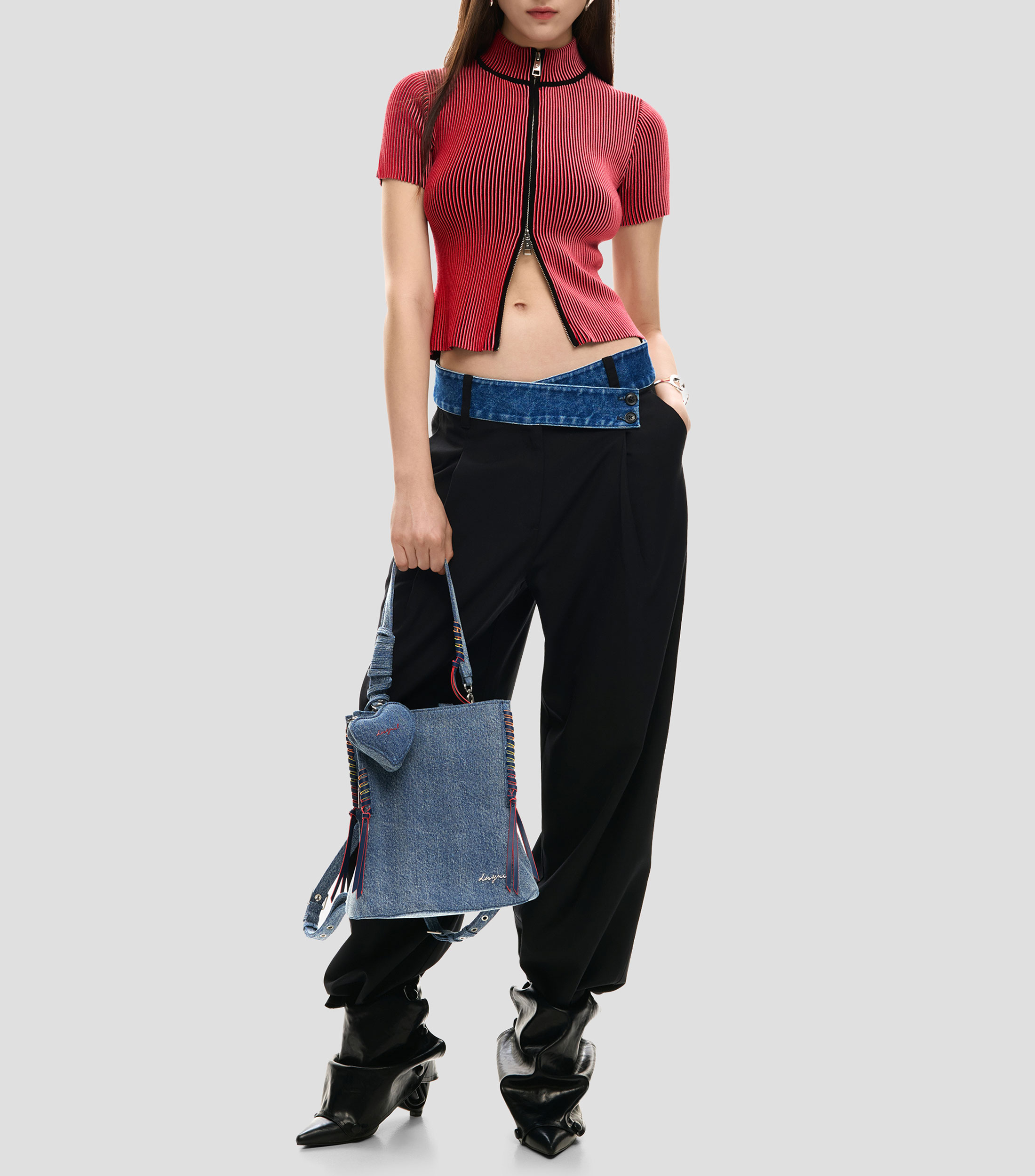 Mochila pequeña denim corazón Mujer